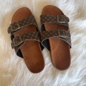 Brown Double Strap Sandals